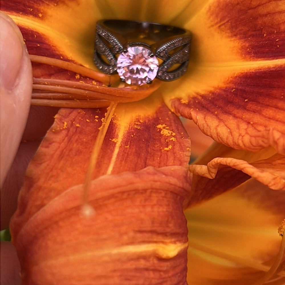 New! Pink cubic zirconia ring, size 6.5